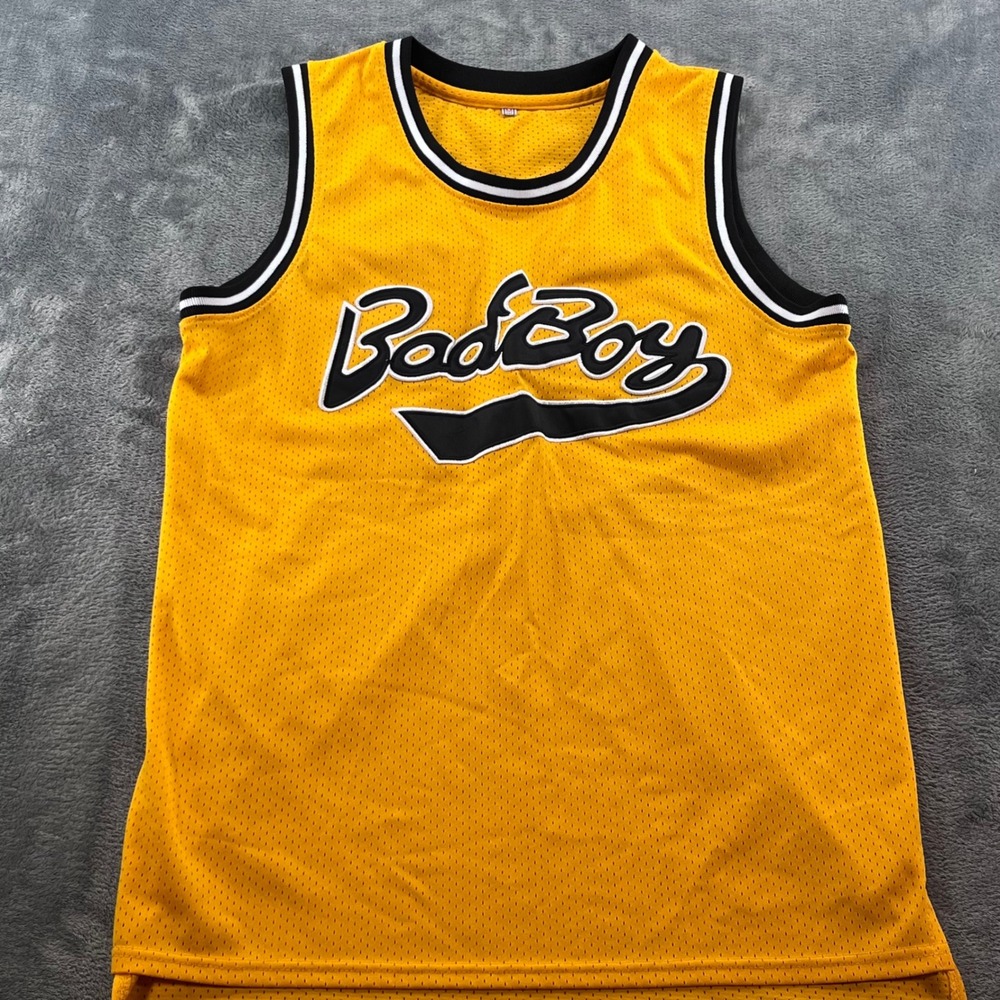 Bad Boy Records Smalls 72 Basketball Jersey Yellow Mesh Notorious BIG Mens XL
